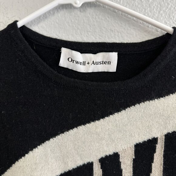 Orwell + Austen Black Love Sweater Size Large Wool Cashmere Womens Long Sleeve - Picture 5 of 5